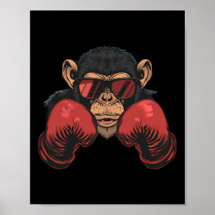Affiche Singe Boxer Avec Gants Boxer Kickboxing Funny B