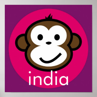 Affiche Singe Cheeky Personnalisé [rose+violet]