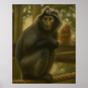 Affiche Singe contemplatif - Serene Wildlife Art