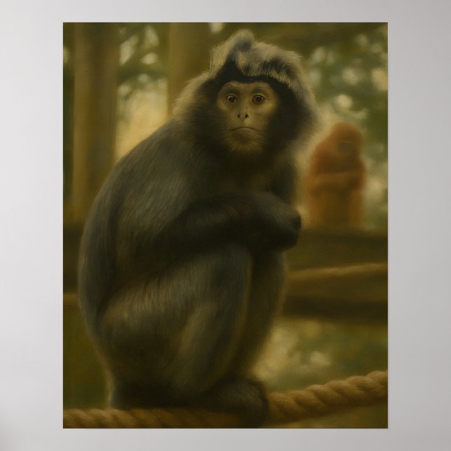 Affiche Singe contemplatif - Serene Wildlife Art (Devant)