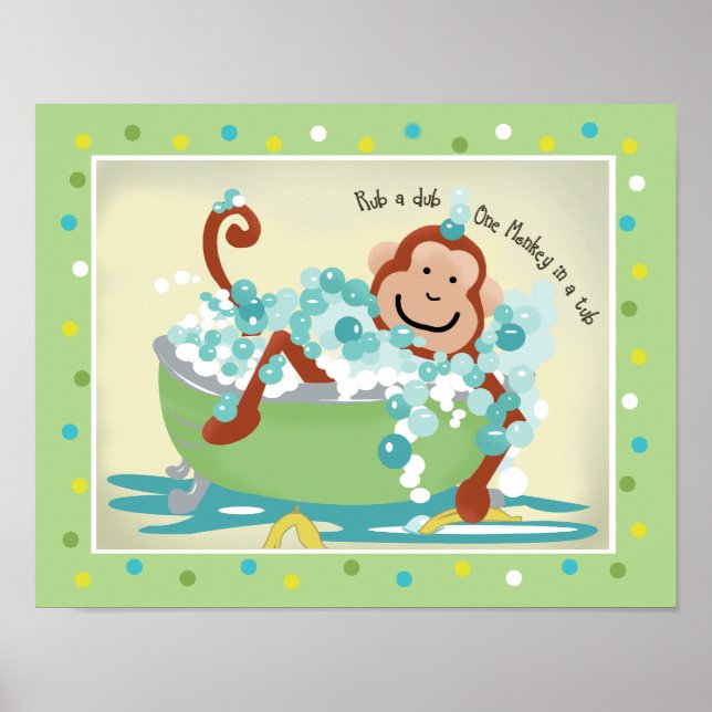 Affiche Singe dans la salle de bain à remous Art Imprimer  (Devant)