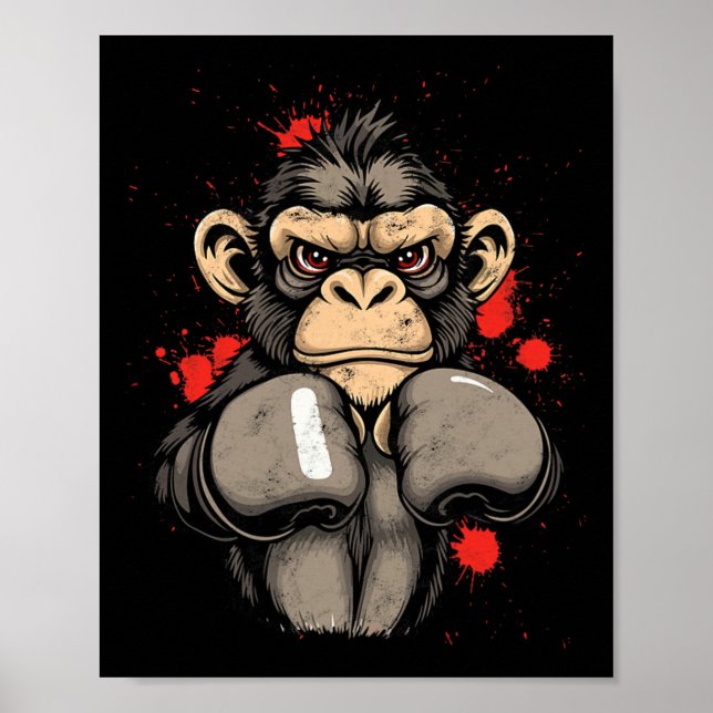 Affiche Singe de boxe cool - Costume (Devant)