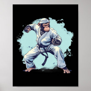 Affiche Singe de karaté Arts martiaux Kickboxing Judo Mma