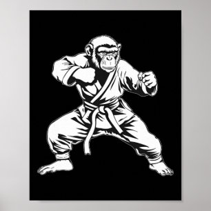 Affiche Singe de karaté Taekwondo Kickboxing Mma Judo Sing