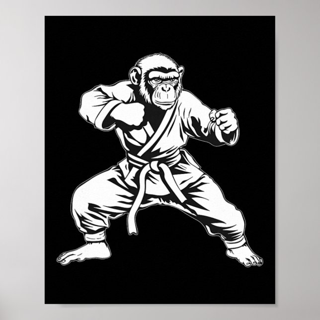 Affiche Singe de karaté Taekwondo Kickboxing Mma Judo Sing (Devant)