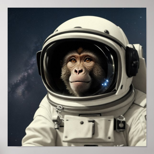 Affiche singe de singe dans l'espace (Devant)