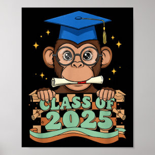 Affiche Singe Diplômé Cl De 2025 Enfants Hommes Femmes Gra
