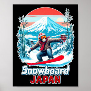 Affiche Singe Du Snowboard Au Japon Paysage Pittoresque