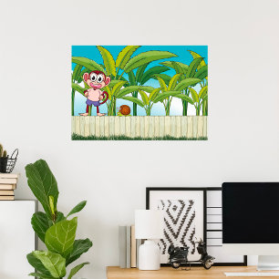 Affiche Singe et escargot sur la scène de la jungle tropic