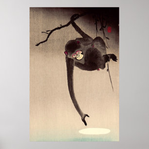Affiche Singe et Lune Ohara Koson Début du XXe siècle