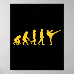Affiche Singe humain drôle évolution de gorille karaté box