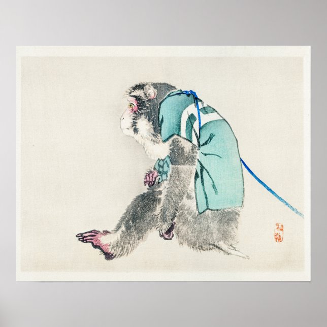 Affiche Singe par Kōno Bairei (1844-1895) (Devant)