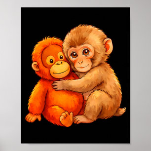Affiche singe poing bébé mignon animal drôle