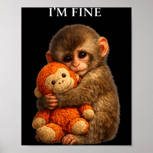 Affiche Singe poing bébé mignon animal drôle