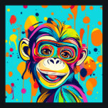Affiche Singe souriant<br><div class="desc">Singe souriant - adorable art coloré</div>