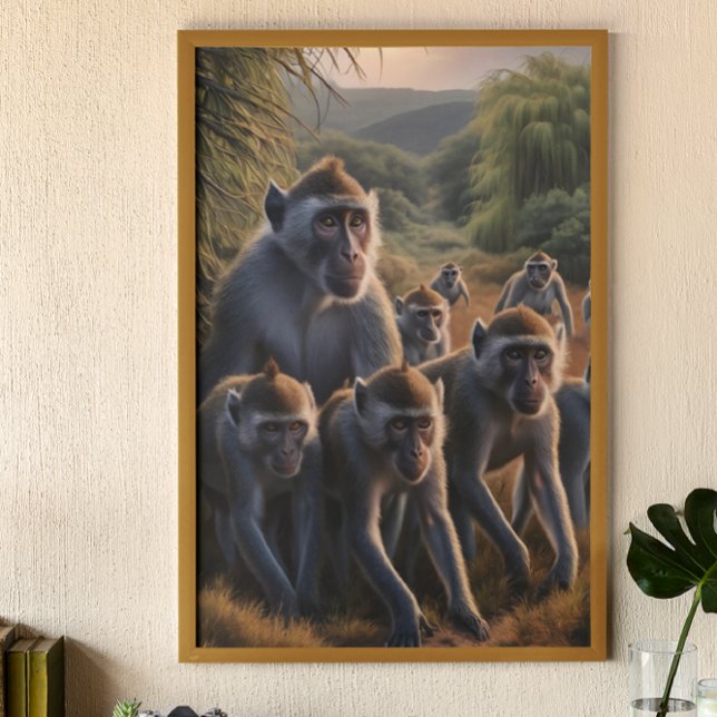 Affiche Singes Admirent Majesquement Le Terrain Vert Luxur (Créateur téléchargé)
