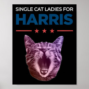 Affiche Single Cat Ladies For Harris 2024 Political