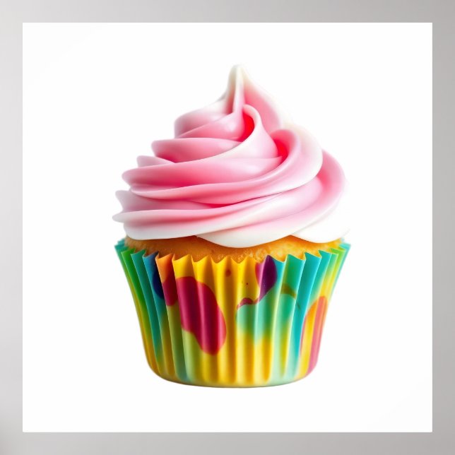 Affiche Single Cupcake with Pink and White Frosting (Devant)
