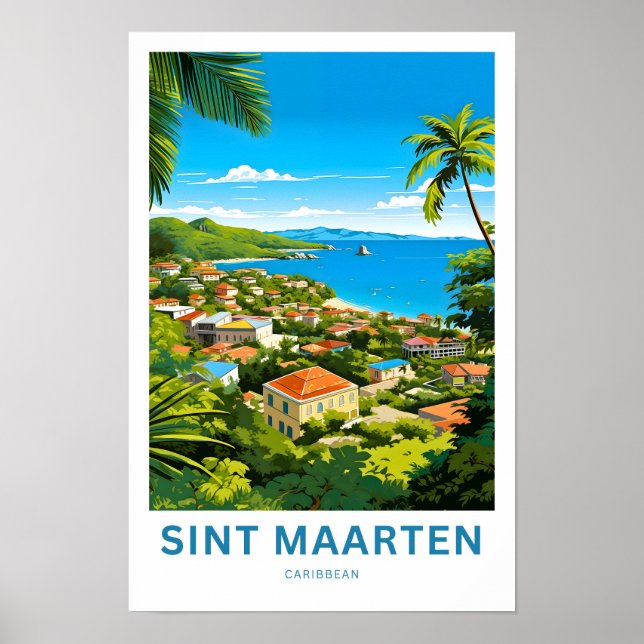 Affiche Sint Maarten Caribbean Travel Print (Devant)