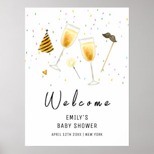 Affiche Sip and See Sprinkings Champagne Baby shower Bienv