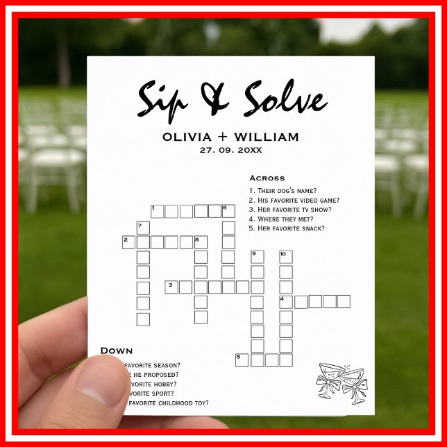 Affiche Sip and Solve Custom Wedding Crossword Puzzle (Créateur téléchargé)