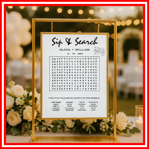Affiche Sip et recherche Mariage Word personnalisé Puzzle 