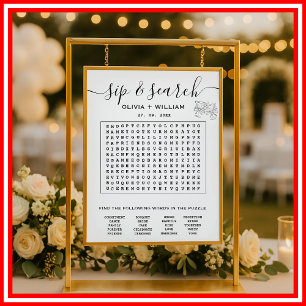 Affiche Sip et recherche Mariage Word personnalisé Puzzle 