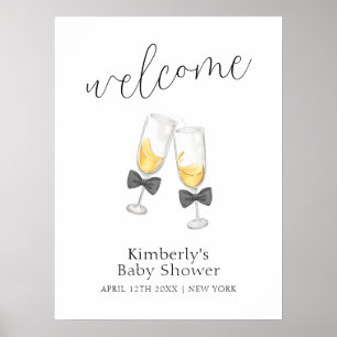 Affiche Sip moderne et voir Bow Champagne Baby shower Bien