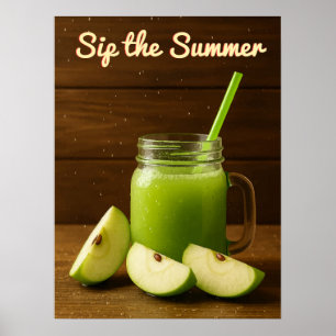 Affiche Sip Summer - Green Apple Juice Wall Art Imprimer