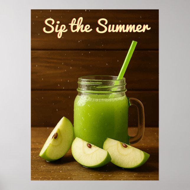 Affiche Sip Summer - Green Apple Juice Wall Art Imprimer (Devant)