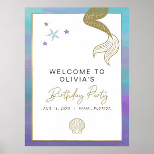 Affiche SIREN Mermaid Fête tropicale d'anniversaire Bienve