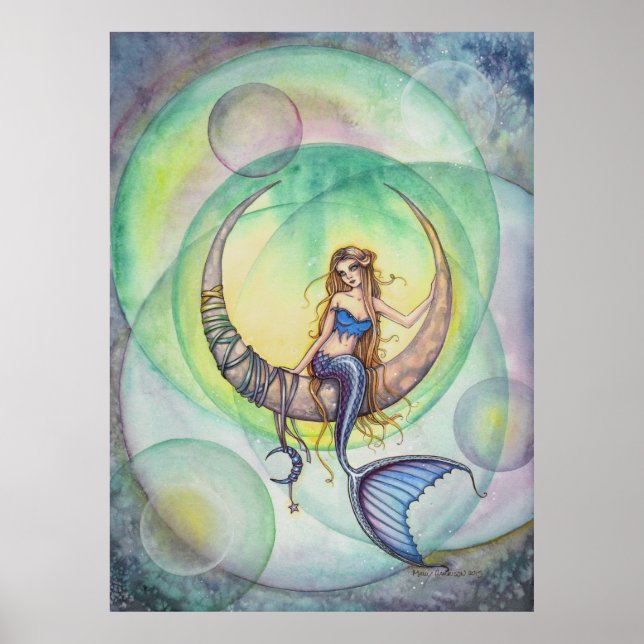 Affiche Siren Mystique Lune Cobalt Art Fantastique (Devant)