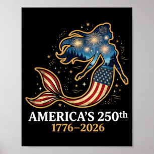 Affiche Sirène 250e d'Amérique 1776-2026 patriotique 4 jui