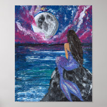 Sirène au clair de lune, œuvre d'art faite à la ma