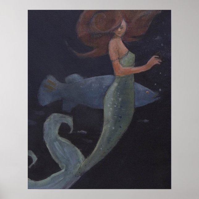 Affiche Sirène et poisson bleu (Devant)