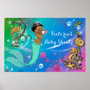 Affiche Sirène Ethnique Sous Le Baby shower Maritime