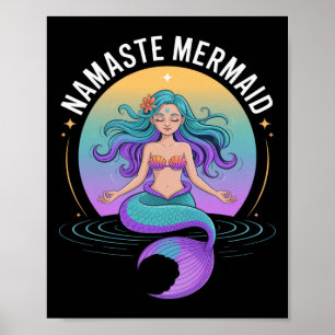 Affiche Sirène Namaste pour les amateurs de yoga qui profi