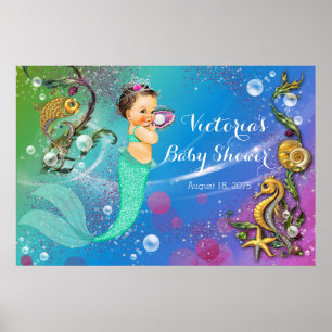 Affiche Sirène Sous Le Baby shower De Mer
