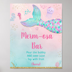 Affiche Sirène Sous Le Baby shower D'Or Mer Bar Mimosa