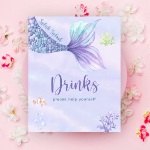 Affiche Sirène Sous Les Boissons Du baby shower De Mer