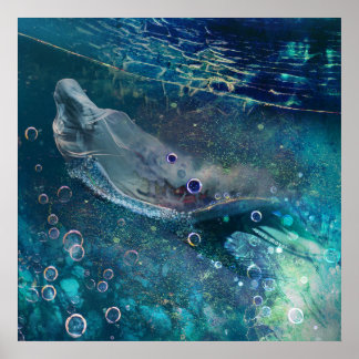 Affiche Sirène sous-marine Indigo Mystique