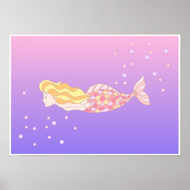 Affiche Sirènes nageant dans les profondeurs de la mer. (Devant)