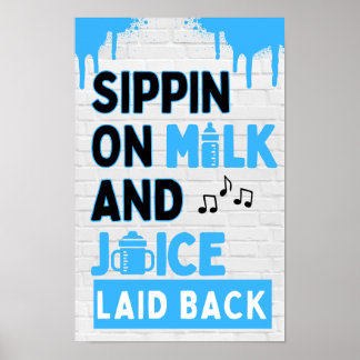 Affiche Sirop de Lait et Jus Hip Hop Noir et Bleu