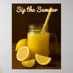 Affiche Sirotez l'été - Rafraîchir jus de citron Mason Jar