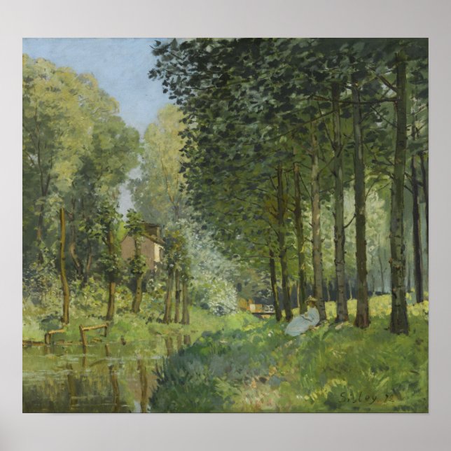 Affiche Sisley - Repos au bord du ruisseau en lisière du b (Devant)