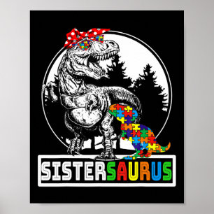 Affiche Sistersaurus T Rex Dinosaure Soeur Saurus Autisme
