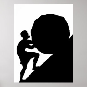 Affiche Sisyphe et Rocher, Mythologie Grecque
