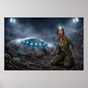 Affiche Site de Fouille d'Archéologue Alien UFO Paranormal