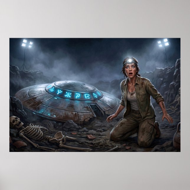 Affiche Site de Fouille d'Archéologue Alien UFO Paranormal (Devant)