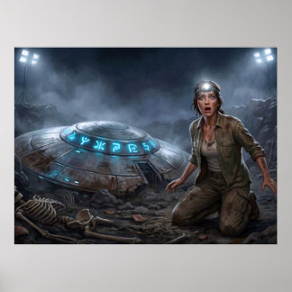Affiche Site de Fouille d'Archéologue Alien UFO Paranormal